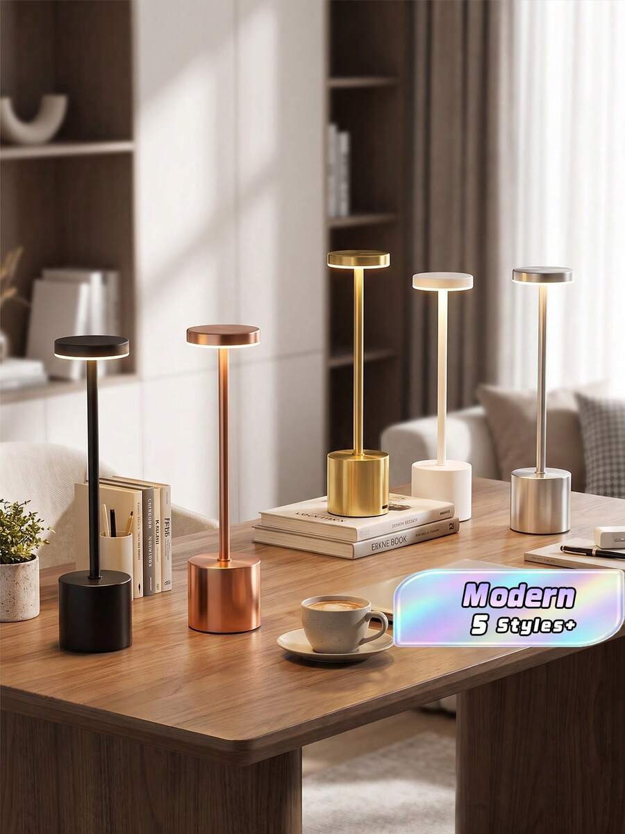 1pc Modern LED Table Lamp With Touch Control | Rechargeable Lithium Battery, USB Charging, Adjustable Brightness, Suitable For Home, Office, Bar And Bedroom Decoration