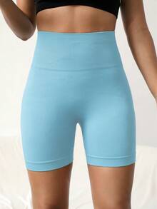 SHEIN Velisys 女款純色高腰休閒百搭日常旅行運動短褲 2件/包 - 彩色 - 查看 3