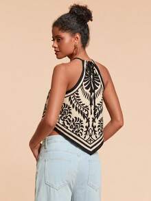 Travachic Women's Versatile Striped Color-Block Asymmetrical Hem Top - Apricot - View 2