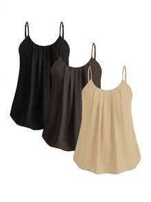 SHEIN Clasi 時尚優雅黑白紅大尺碼女款細肩帶背心多件組 - 彩色 - 查看 1