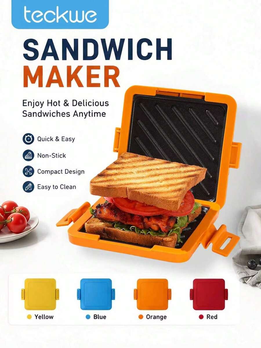 Teckwe Portable Microwave Oven, Sandwich Toaster, Toasting Pan, Breakfast Maker, Quick-Toast Bread Pan-A Must-Have Kitchen Essential For Your Home.