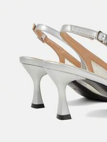 CUCCOO HITCHD Ladies Spring And Summer New Silver Fairy Mesh Sequins Pointed High Heels Shoes Slingback Buckle Design Gentle Style Dating High Heels Fall Shoes - Silver - View 5
