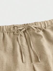 COMVAIL Men's Plus Size Casual Pants With Drawstring Waist And Pockets For Office And Commute - Khaki - View 5