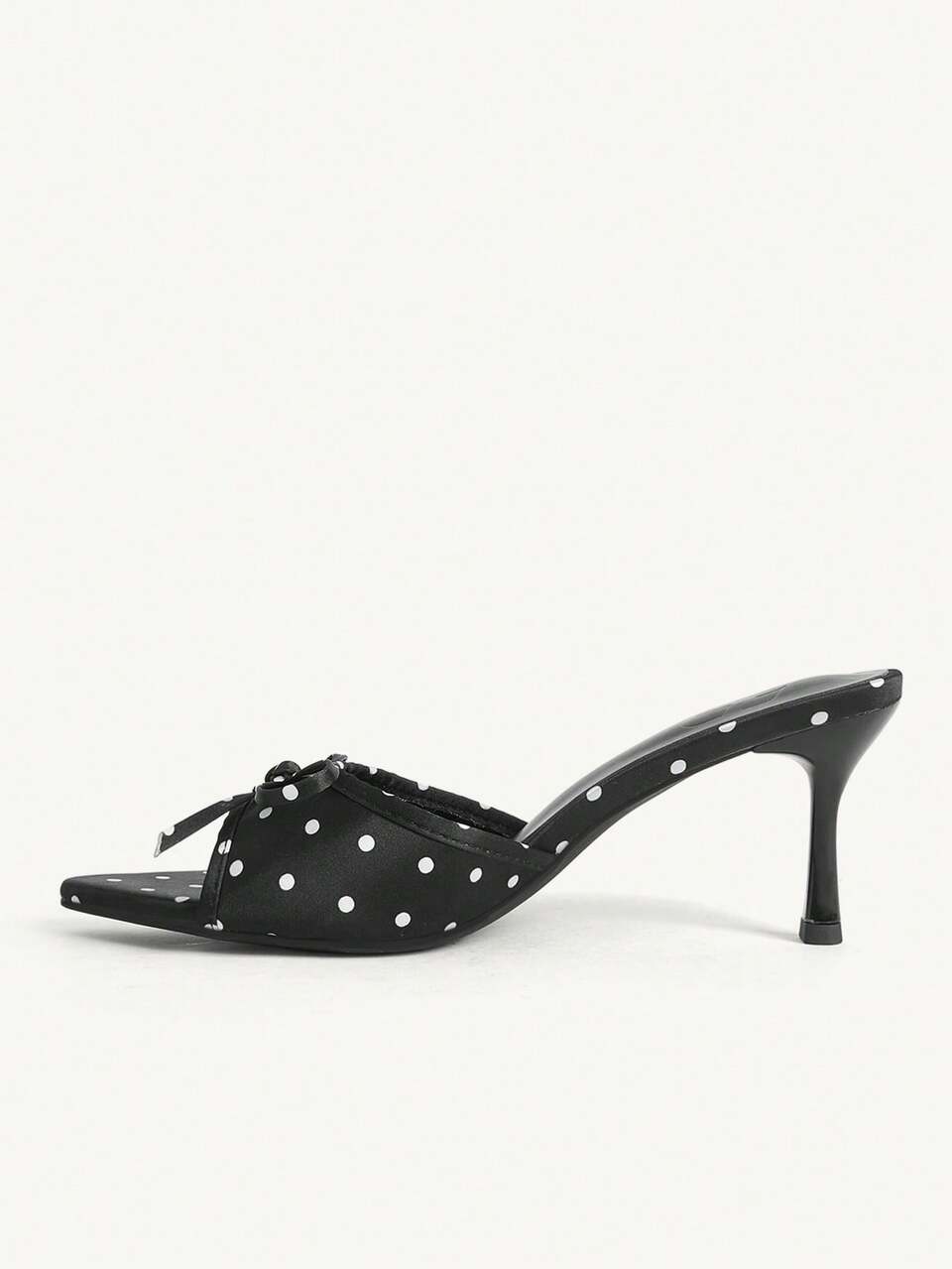 CUCCOO CHICEST Women's Satin Polka Dot Bow Slim Heel Sandals, Pointed Design, Light And Mature Style, Daily Dating Commuter Model