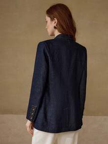 MOTF BLAZER BERKANCING GANDA BERSTRUKTUR - Biru - View 5