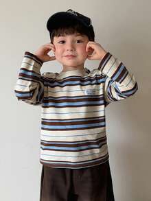 DAZY Baby Boys Round Neck Striped Korean Style Long Sleeve Top Toddler Fall - Multicolor - View 6