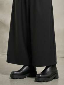 PAVTROS Men's Fashion Versatile Button Pleated Pocket Loose Casual Long Pants - Black - View 6