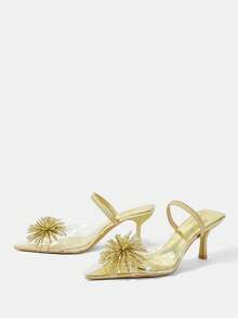 CUCCOO HITCHD Fireworks Rhinestones With Pointed Toes, Thin Heels, High Heels, Elegant, Wind Sandals, Traveling And Commuting Fall Shoes - Gold - View 3