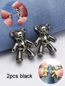 6/4/2Pcs Bear Pattern Sewing Buttons For Jeans, No-Sew Detachable Bear Waist Buckle Pants Waist Adjuster, Decorative Buttons For Skirts, Pants Waist Adjustable Buttons - Multicolor - View 11