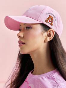 SHEIN X Care Bears 時尚經典休閒甜美基礎百搭運動風粉色可愛熊女士棒球帽 防曬遮陽 日常穿搭 立體版 禮物 - 粉色 - 查看 2