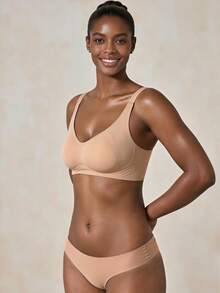 Veilyse 3pcs Set Minimalist Comfortable Sports Bras For Women, Wireless Seamless Solid Color Bras - Multicolor - View 6