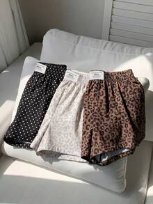 SHEIN EZwear 休閒大尺碼女款字母印花牛仔彈性腰短褲 - 彩色 - 查看 7
