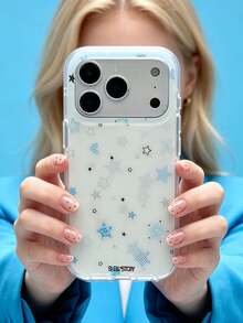 ShellaStory Casing Ponsel Motif Bintang dan Pita Lucu Kompatibel dengan iPhone 17 Pro Max 17 Pro 17 Pro 16 14 13 15 Pro Max 14 15 16 Plus 14 15 13 16 17 Casing Ponsel Motif Tidak Beraturan yang Menawan - Biru - View 2