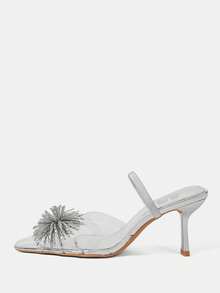 CUCCOO HITCHD Fireworks Rhinestones With Pointed Toes, Thin Heels, High Heels, Elegant, Wind Sandals, Traveling And Commuting Fall Shoes - Silver - View 2