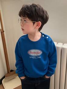 DAZY Baby Boys Crew Neck Letter Print Long Sleeve Sweatshirt Toddler Fall - Blue - View 4
