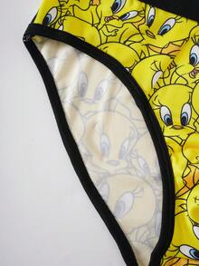LOONEY TUNES X SHEIN Men's Cartoon Print Elastic Waist Briefs - Yellow - View 4
