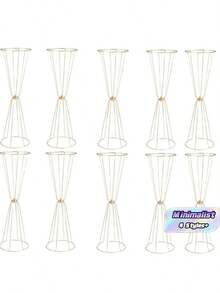 2/4/6/10pcs Gold Vases, Elegant Gold Flower Stands, Wedding Table Centerpiece Decor, Anniversary Celebration, Birthday Party, Home Reception, Christmas And Halloween Decorations, Wedding Aisle Flower Stands And Other Artificial Flower Stands - Flower Stand - View 1