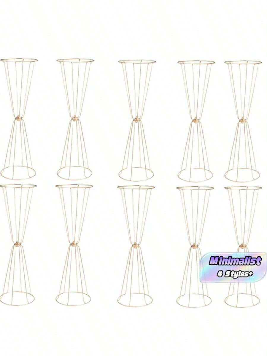 2/4/6/10pcs Gold Vases, Elegant Gold Flower Stands, Wedding Table Centerpiece Decor, Anniversary Celebration, Birthday Party, Home Reception, Christmas And Halloween Decorations, Wedding Aisle Flower Stands And Other Artificial Flower Stands - Flower Stand - View 1