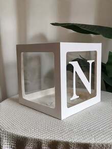 1/5Pcs Clear Balloon Box With Alphabet Letters – 27/1pc Letter Set, Transparent Acrylic Party Decor For Birthday, Bridal Shower, Gender Reveal - White - View 31