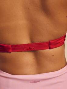 Aralina Women's Solid Color Twisted Backless Halter Neck Sports Bra - Red - View 7