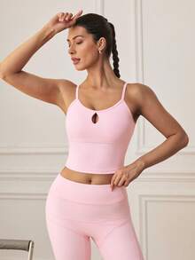 SHEIN Sports Women's Solid Color Casual Versatile Daily Wear Sports T-Shirt - Pink - View 5