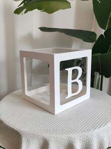 1/5Pcs Clear Balloon Box With Alphabet Letters – 27/1pc Letter Set, Transparent Acrylic Party Decor For Birthday, Bridal Shower, Gender Reveal - White - View 6