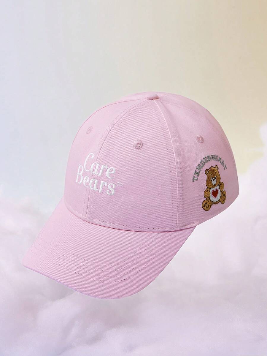 SHEIN X Care Bears 時尚經典休閒甜美基礎百搭運動風粉色可愛熊女士棒球帽 防曬遮陽 日常穿搭 立體版 禮物 - 粉色 - 查看 1