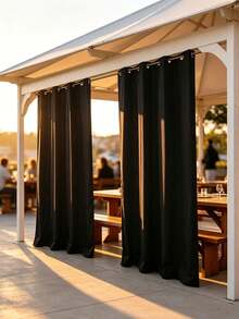 Outdoor Curtains For Terraces, Porches, Gazebos, UV And Fade Resistant, Both Sunshade And Privacy Decoration - Dark Grey - View 2