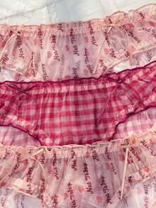 PetitDoll Women's Letter Heart Print Mesh Triangle Panties 3-Piece Set - Multicolor - View 4