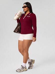 SHEIN Velisys Women's Plus Size Fitted Long Sleeve Sports T-Shirt Fall - Multicolor - View 7