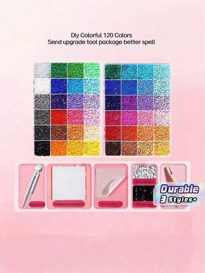 Kit fai-da-te per perline termoadesive da 120/168 colori, con piastra forata, carta da stirare e accessori per portachiavi, regalo fatto a mano ideale