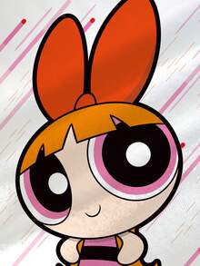 THE POWERPUFF GIRLS X SHEIN 女童字母卡通印花圓領短袖休閒洋裝 - 白色 - 查看 9