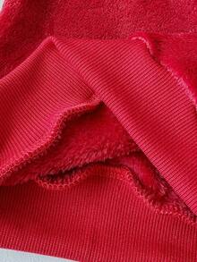 SHEIN Playful Pals 2件組男嬰秋冬抓絨布卡通刺繡圖案圓領長袖純色長褲，極簡風適合外出、休閒、日常運動 - 酒紅色 - 查看 7