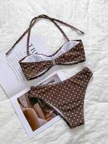 SHEIN Swim Floral Lace Trim Cute Sweet Vintage Casual Vacation Beach Seaside Women's Swimwear Set - Multicolor - View 2