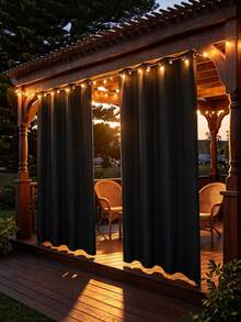 Outdoor Curtains For Terraces, Porches, Gazebos, UV And Fade Resistant, Both Sunshade And Privacy Decoration - Dark Grey - View 8