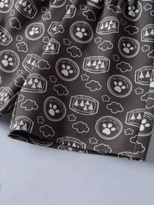 SHEIN | PAW Patrol Young Boy Colorblock Patchwork Cartoon Print T-Shirt And Shorts Set - Black - View 7