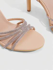 CUCCOO SZL Women's High Heels With Rhinestone Heels - Màu be bò bago pu - Xem 5
