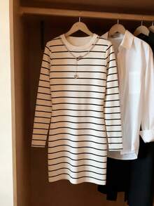 Resyla Women's New Autumn/Winter Best-Selling Striped Print Pattern Casual Versatile Dress - Multicolor - View 5