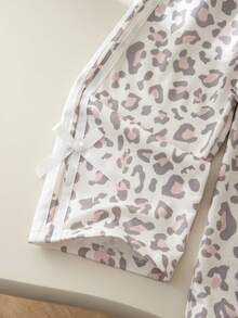 Conjunto de 2 piezas de sudadera de punto con lazo y pantalones largos de manga larga para niñas, primavera/otoño, estilo deportivo - Multicolor - Ver 4