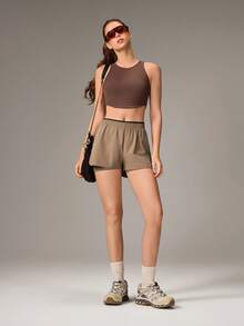 OutZeal Women's Colorblock Casual Daily Outdoor Shorts - Brown - View 5