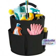 Cleaning Storage Basket With Handle, Cleaning Supplies Organizer, 17l Foldable Storage Basket, Cleaning Storage Organizer, Portable Multi-Functional Cleaning Bucket Bag, Suitable For Home, Garden (Black) - Upgraded Version - View 1