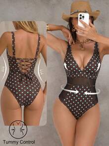 Shapewave Baju Renang One-Piece Elegan 26SS untuk Liburan Pantai Musim Panas, Kontrol Perut, Warna Hitam, dan Jala Kontras. - MultiWarna - View 8