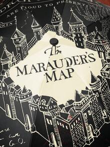 HARRY POTTER X SHEIN Retro Castle Magic Map Printing Folding Umbrella, Retro Pattern On A Black Background, Both Weather And Rain, Sun Protection And Rain Protection, Light And Easy Storage, Student Commuting, Daily Travel, Short Distance - Black - View 3