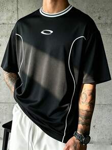 Sport MetroGents 男士對比飾邊短袖運動T恤 - 黑色 - 查看 5