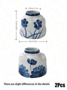 Cirelle 1 pieza/2 piezas Maceta pequeña asimétrica para plantas hidropónicas, cerámica esmaltada lisa con patrones de flores azules vintage pintados a mano, estructura impermeable para el cultivo de raíces de plantas, pequeño contenedor decorativo para escritorio de estudio, estantería de dormitorio y exhibición en mostrador. - Multicolor - Ver 19
