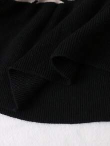 SHEIN 女童可愛花卉針織長袖洋裝，假日穿搭返校服飾，適合秋冬穿著 - 黑色 - 查看 7
