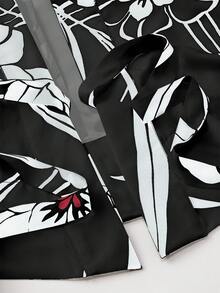 Irokai 日式女士传统印花和服浴衣套装，适合夏季节日 - 黑色 - 查看 6