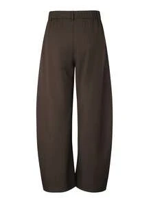 HUEFORM Men's Premium Curved Leg Trousers, Relaxed Fit, Stylish Retro Home & Commute Old Money Style Barrel Leg Loose Casual Pants - Coffee Brown - View 2