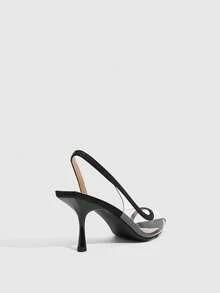 CUCCOO SZL Ladies Fashion Pointe Transparent Hot Rhinestone Open Toe Back Strap Sexy High Heel Sandals - Black - View 3