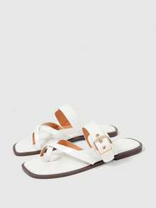 Sleekvia Ladies Comfortable Flat Wear-Resistant Versatile  Metal Outdoor Flip-Flops Slippers - Apricot - View 9